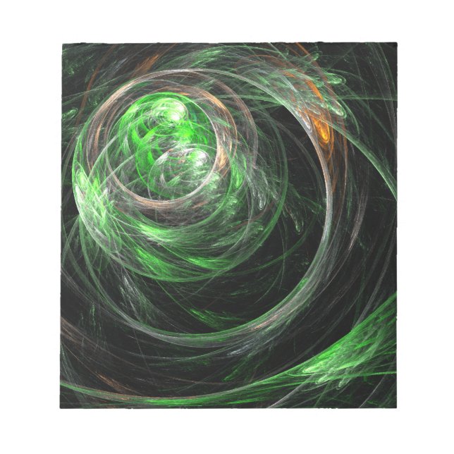Around the World Green Abstract Art Notepad (Front)