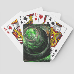 Around the World Green Abstract Art Playing Cards