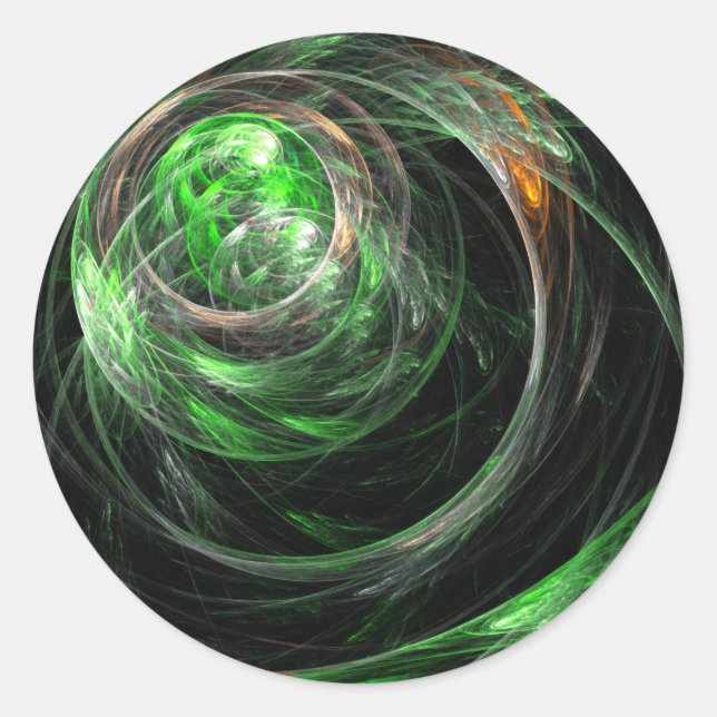 Around the World Green Abstract Art Round Sticker (Front)