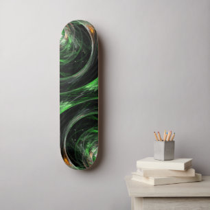 Around the World Green Abstract Art Skateboard