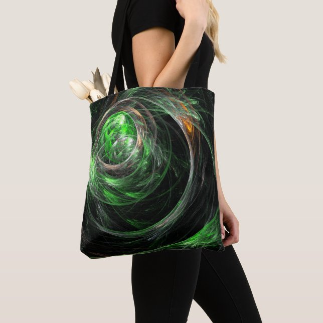 Around the World Green Abstract Art Tote Bag (Close Up)