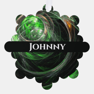 Around the World Green Abstract Art Tree Decoration Card