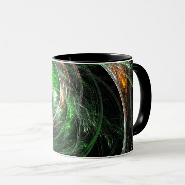 Around the World Green Abstract Coffee Mug (Front Right)