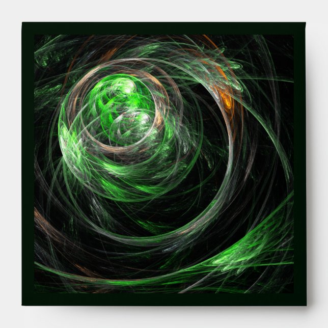 Around the World Green Abstract Square Envelope (Front)