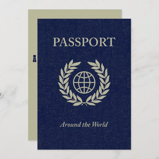 around the world passport invitation (Front/Back)