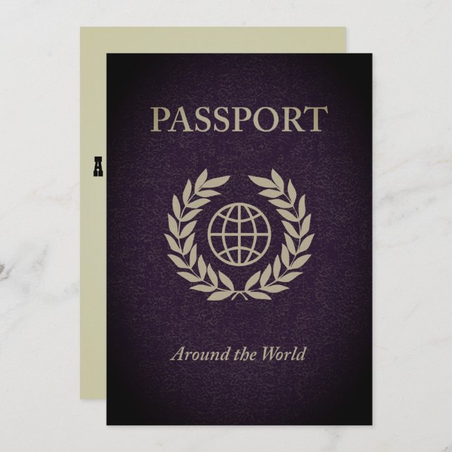 around the world passport invitation (Front/Back)