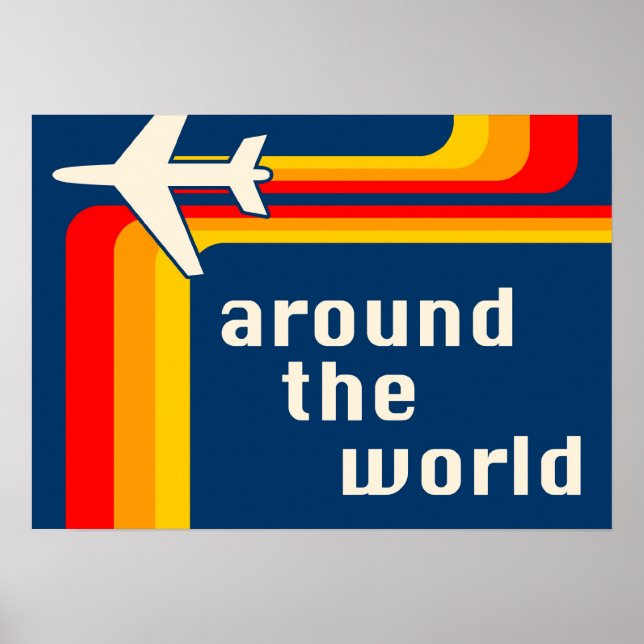 around the world retro stripes poster (Front)