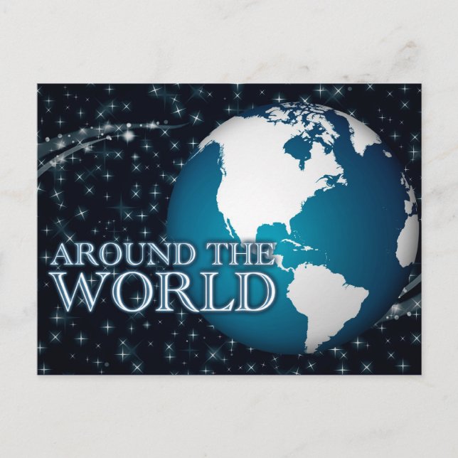 around the world : starshine invitation postcard (Front)