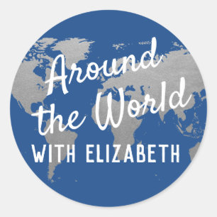 Around the World Travel Theme Map Favour Label