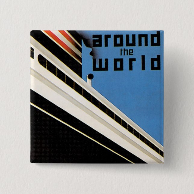 Around the World with NYK 15 Cm Square Badge (Front)