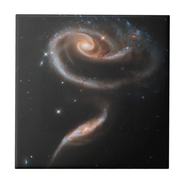 Arp 273 Interacting Galaxies In Andromeda. Ceramic Tile (Front)