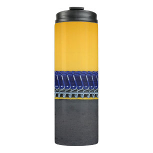 Arranged blue grocery carts thermal tumbler