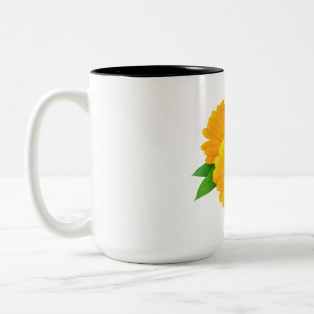 Arranged Calendula Flowers Two-Tone Coffee Mug (Left)