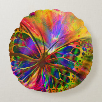 Arrangement butterfly aesthetics round cushion