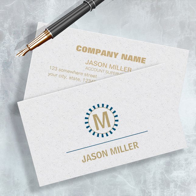 Array and Line Monogram Professional Blue ID313 Business Card (Creator Uploaded)