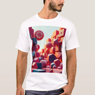 array of bold 3D geometric shapes emerges T-Shirt