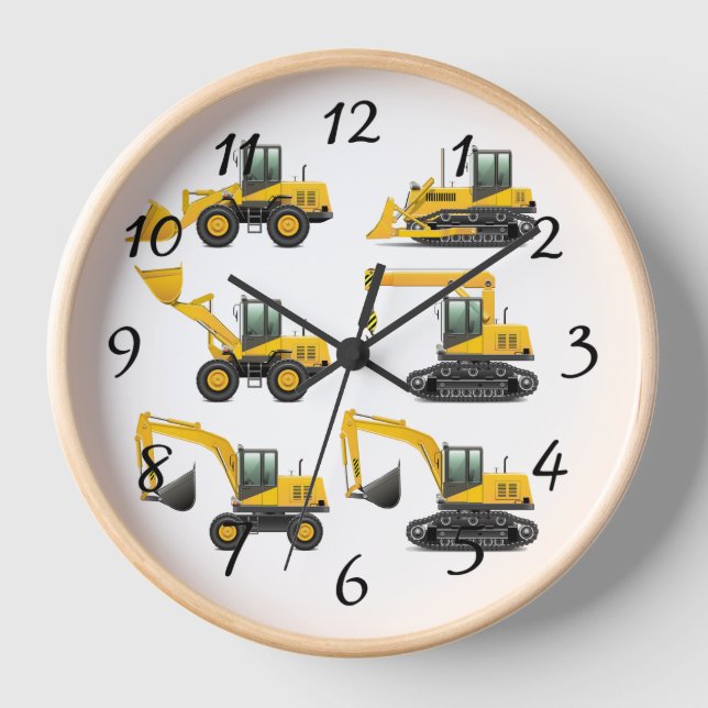 Array of Heavy Construction Equipment Clock (Front)