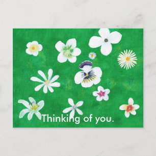 Array of White Flowers Thinking of you Postcards