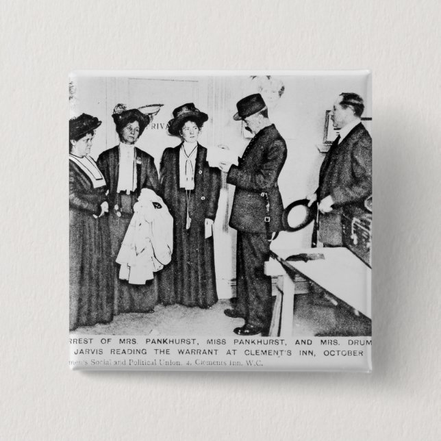 Arrest of Mrs Pankhurst 15 Cm Square Badge (Front)
