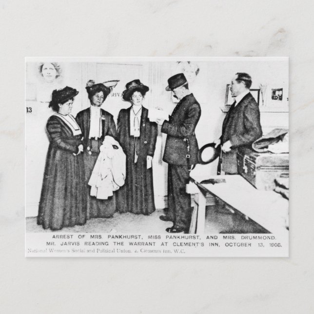 Arrest of Mrs Pankhurst Postcard (Front)