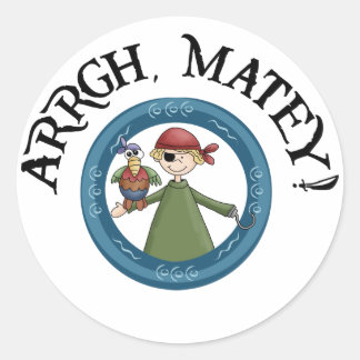 Arrgh Matey Pirate And Parrot Sticker