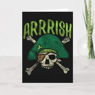 Arrish Irish Pirate Skull Leprechaun St Patricks D Card