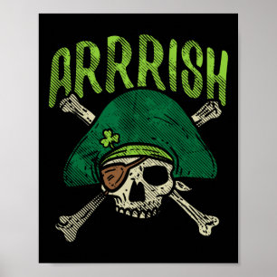 Arrish Irish Pirate Skull Leprechaun St Patricks D Poster