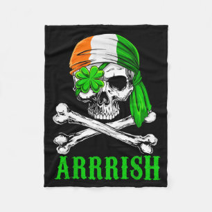 Arrish Irish Rate Skull St Patricks Day Clover Gif Fleece Blanket