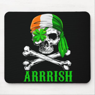 Arrish Irish Rate Skull St Patricks Day Clover Gif Mouse Pad