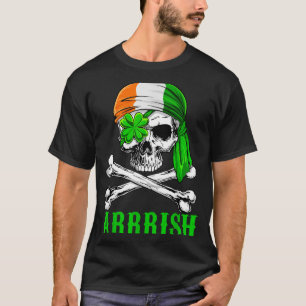 Arrish Irish Rate Skull St Patricks Day Clover Gif T-Shirt