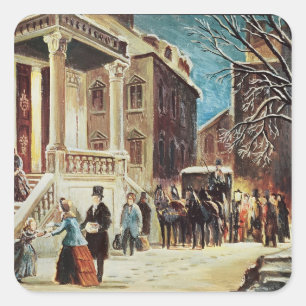 Arrival at the Christmas Party Square Sticker