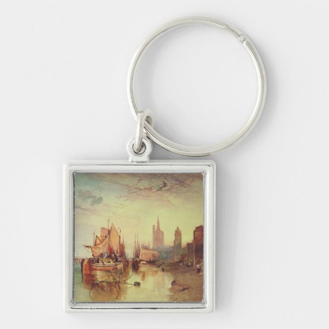 Arrival of a Packet Boat by Joseph Turner Key Ring (Front)