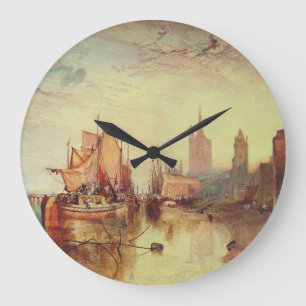 Arrival of a Packet Boat by Joseph Turner Large Clock