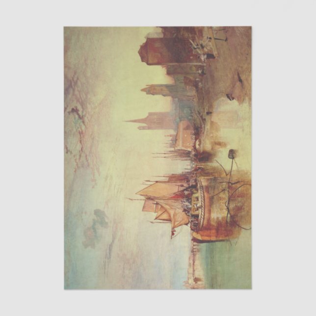 Arrival of a Packet Boat by Joseph Turner Tissue Paper (Front)
