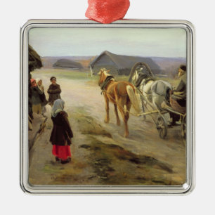 Arrival of a School-Mistress in the Country Metal Tree Decoration