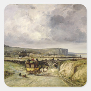 Arrival of a Stagecoach at Treport, 1878 Square Sticker