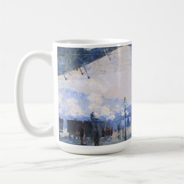 Arrival Of Normandy Train Painting Claude Monet Coffee Mug (Left)