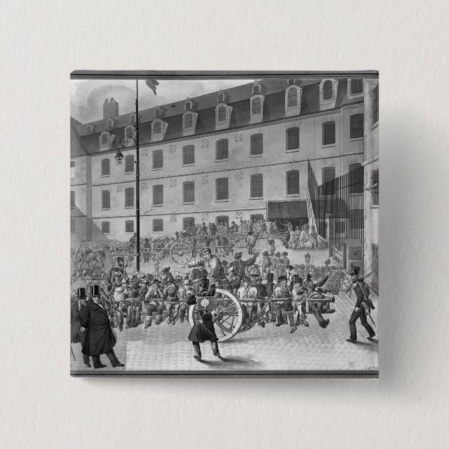 Arrival of the convicts at Bicetre 15 Cm Square Badge (Front)