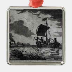 Arrival of the English at Roanoke Metal Ornament