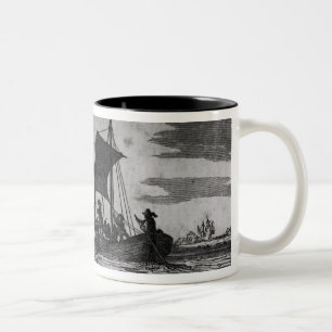 Arrival of the English at Roanoke Two-Tone Coffee Mug