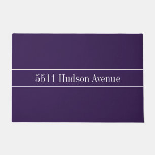 Arrived Street Address Purple and White Doormat