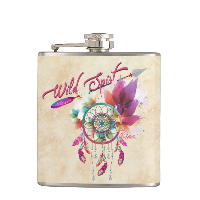 Arrow And Dream Catcher Hip Flask (Front)
