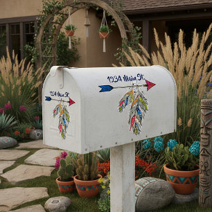Arrow and feathers mailbox address sticker