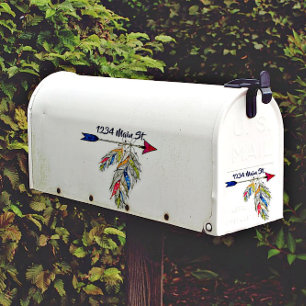 Arrow and feathers mailbox address sticker