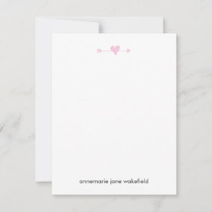 Arrow and Heart A2 Stationery - PINK Note Card