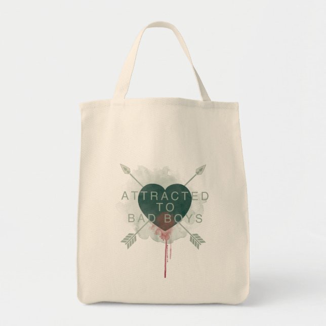 Arrow | "Attracted To Bad Boys" Pierced Heart Tote Bag (Front)