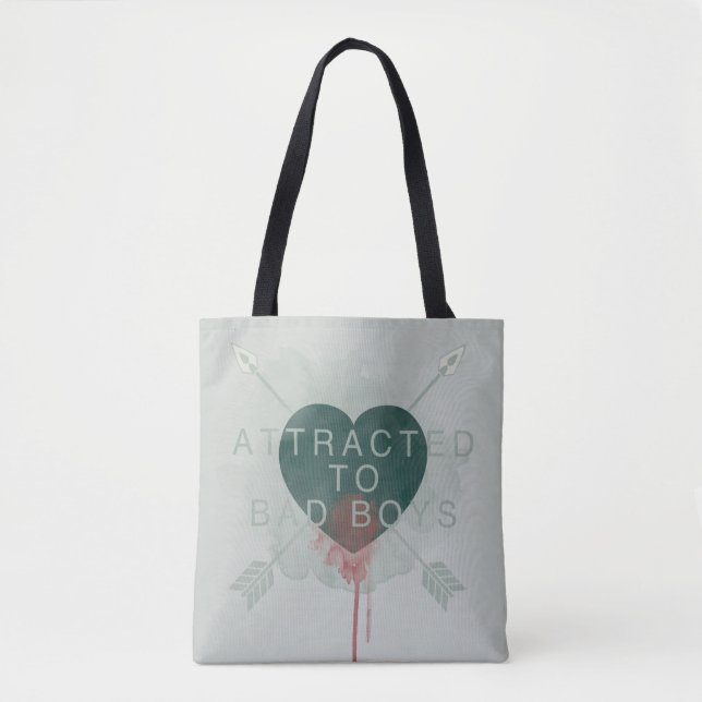 Arrow | "Attracted To Bad Boys" Pierced Heart Tote Bag (Front)