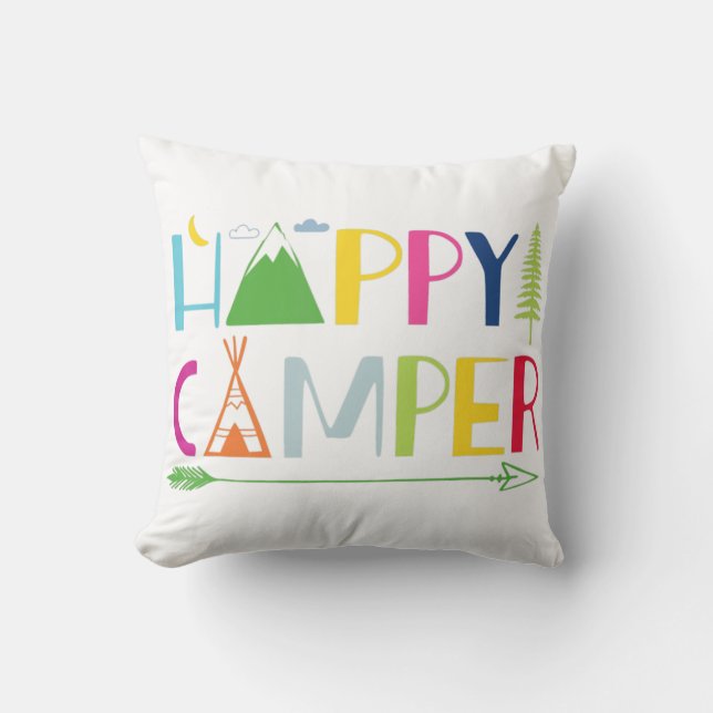 Arrow Camper Happy Summer Camp Camping Gift Men Wo Cushion (Front)