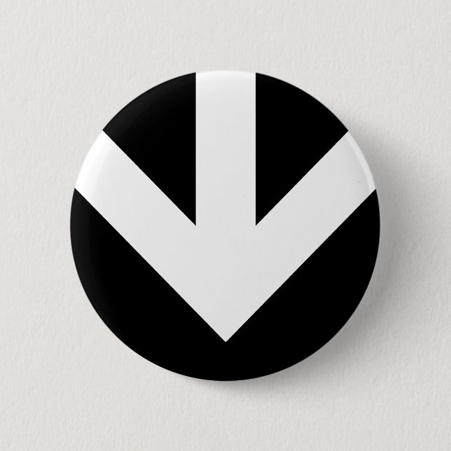 arrow down. colour customisable. 6 cm round badge (Front)