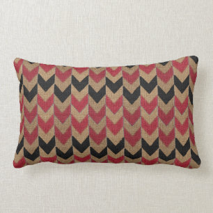 Arrow Down Pattern Tan, Dark Red and Black Lumbar Cushion